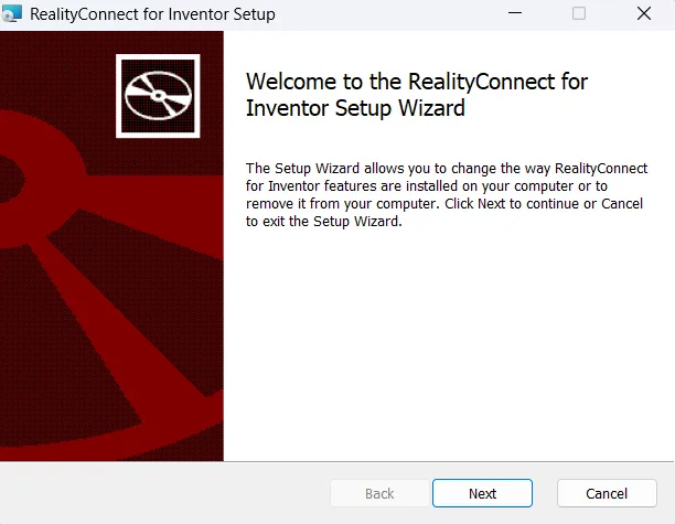 RealityConnect for Inventor installation