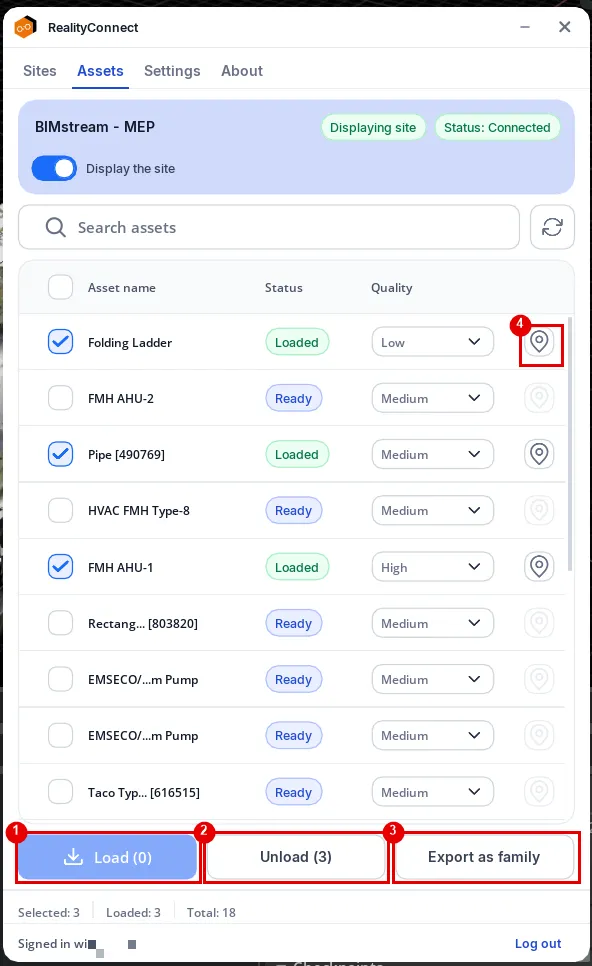 RealityConnect Omniverse assets operations