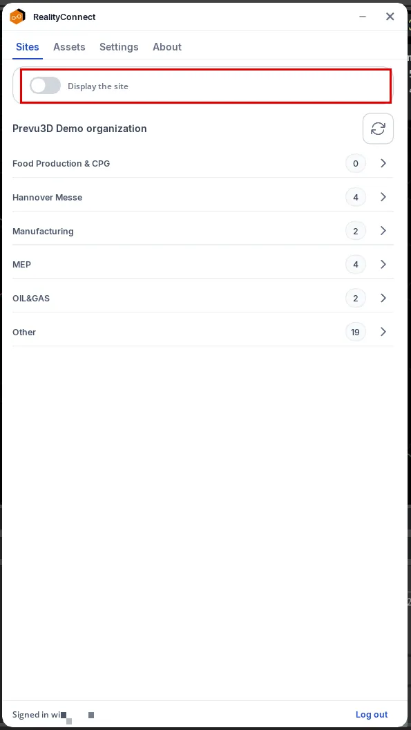 RealityConnect Omniverse display toggle