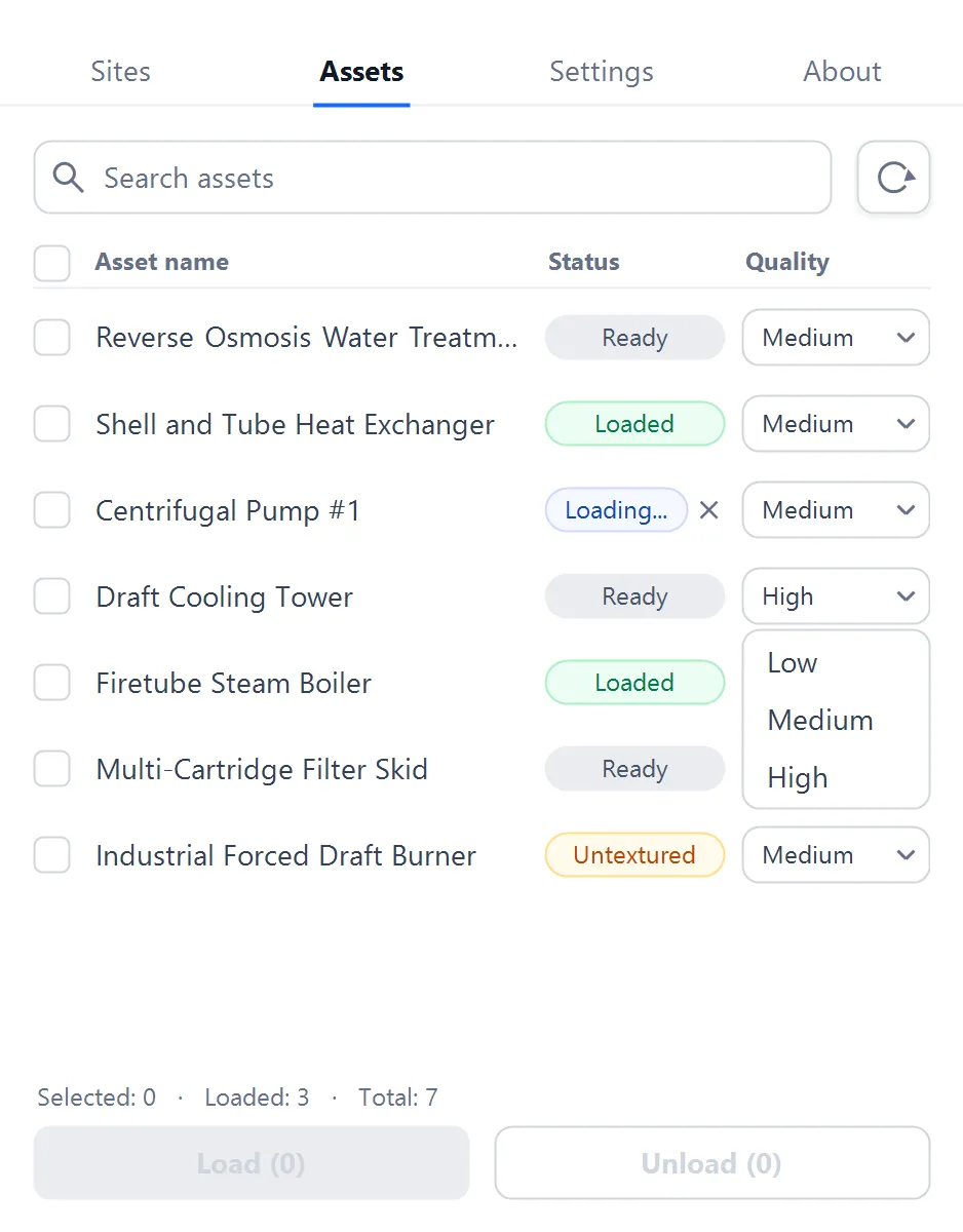 RealityConnect Plant simulation asset quality