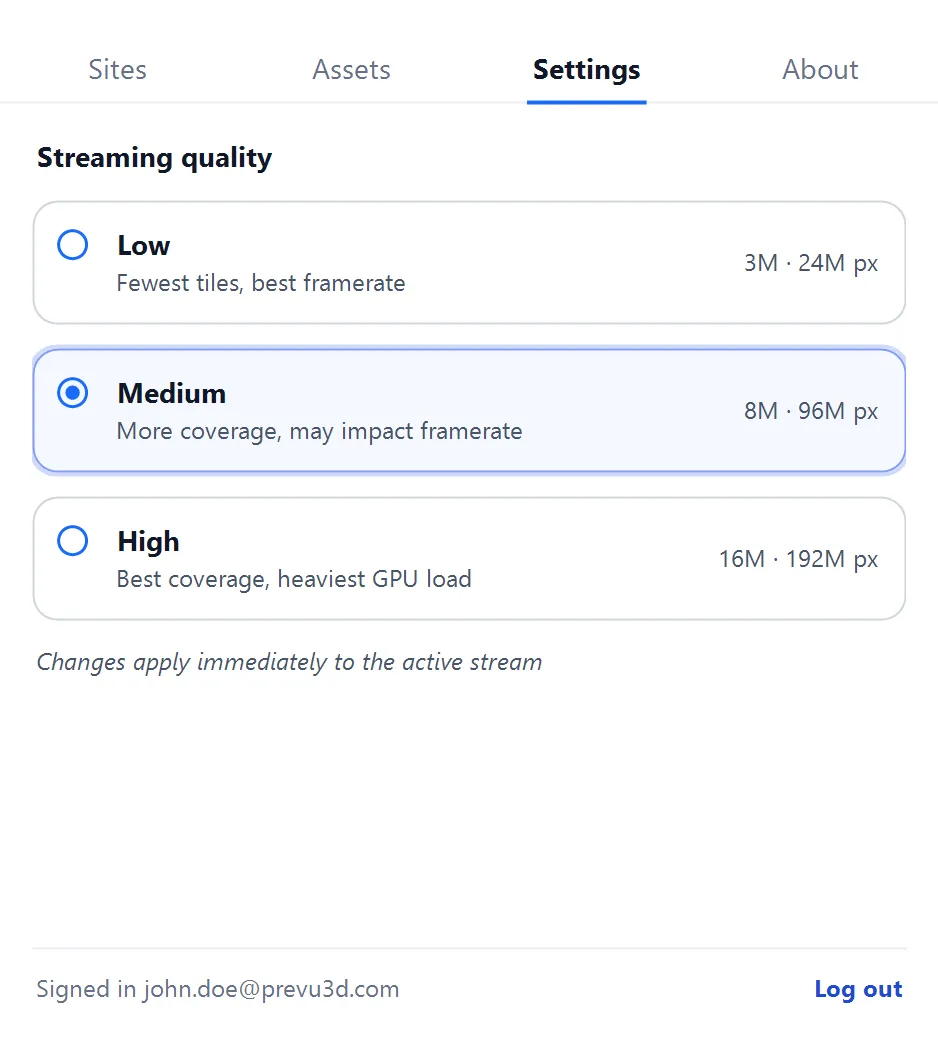 RealityConnect Plant simulation settings