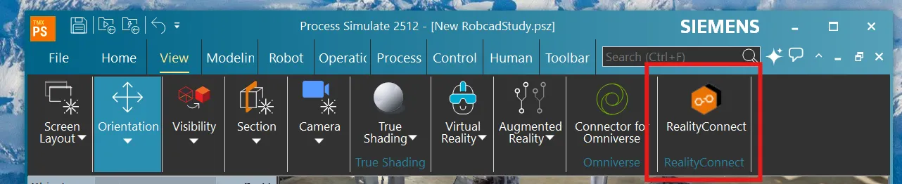 RealityConnect Process simulate ribbon