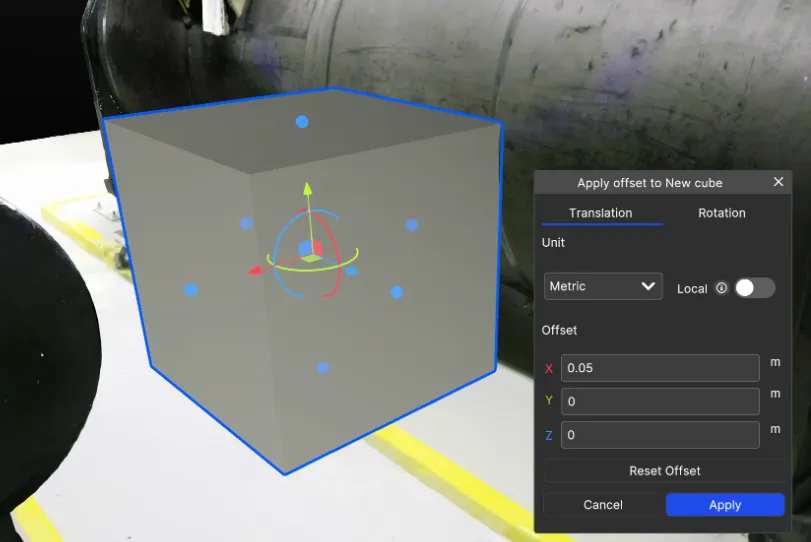 RealityPlan Advanced positioning apply offset tool
