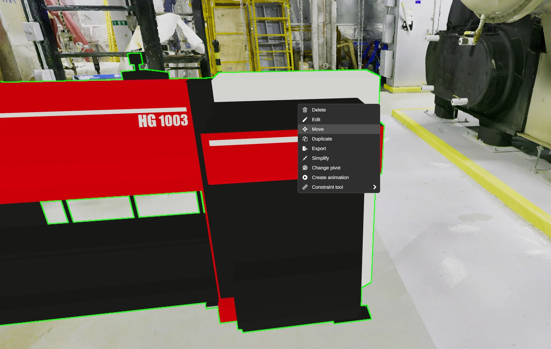 RealityPlan Contextual menu