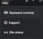 Help dropdown with navigation help