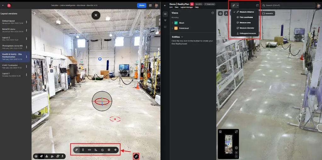 Measure tool placement in the new viewer