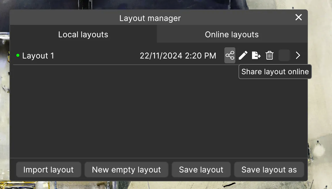 RealityPlan Layout Manager share option