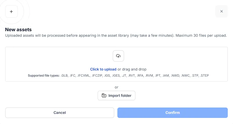 RealityPlatform Asset upload dialog