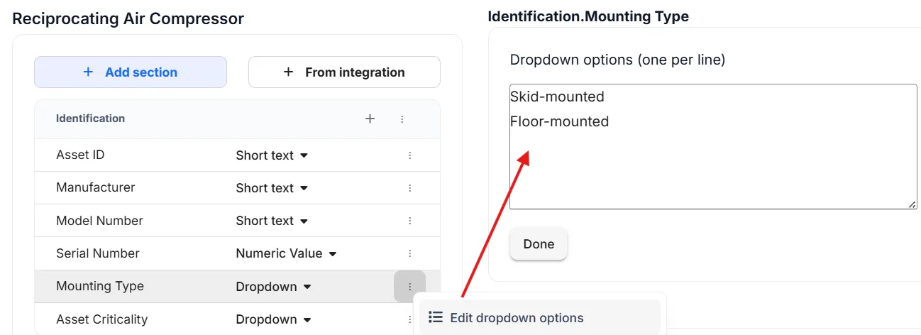 RealityPlatform Configuring dropdown options