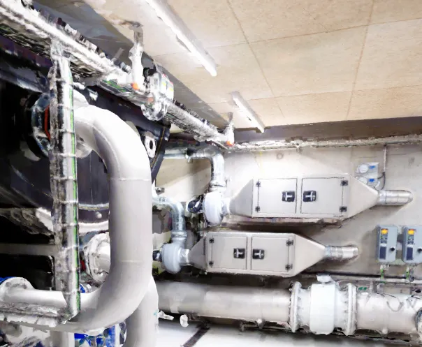 Mechanical room with projected textures