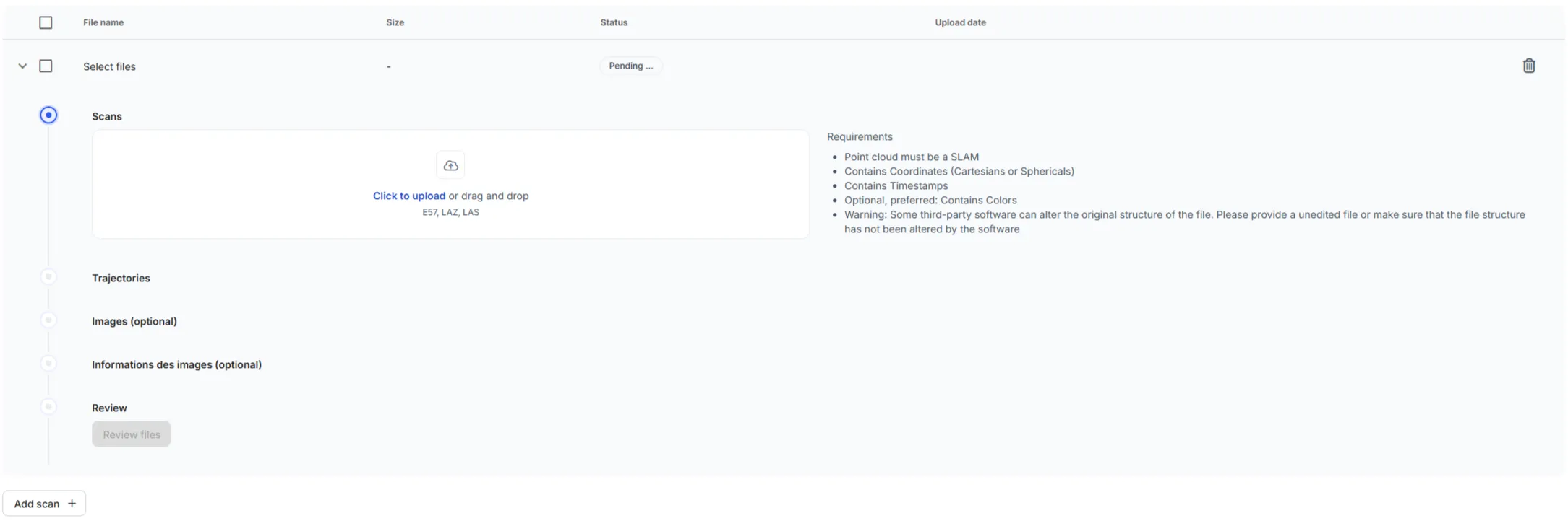 RealityPlatform Exploring the upload wizard tree