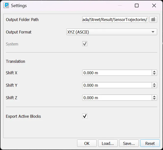 RealityPlatform Export settings