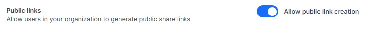 RealityPlatform Organization public link setting