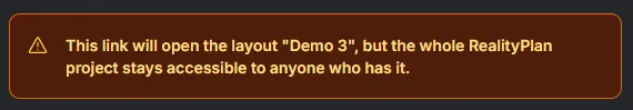 RealityPlan public link layout warning