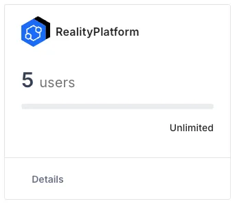 RealityPlatform web user license usage