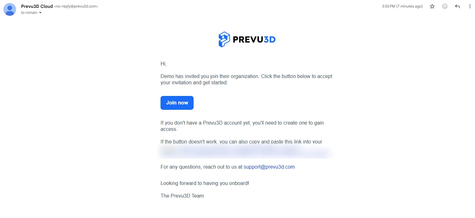 RealityPlatform project invitation email