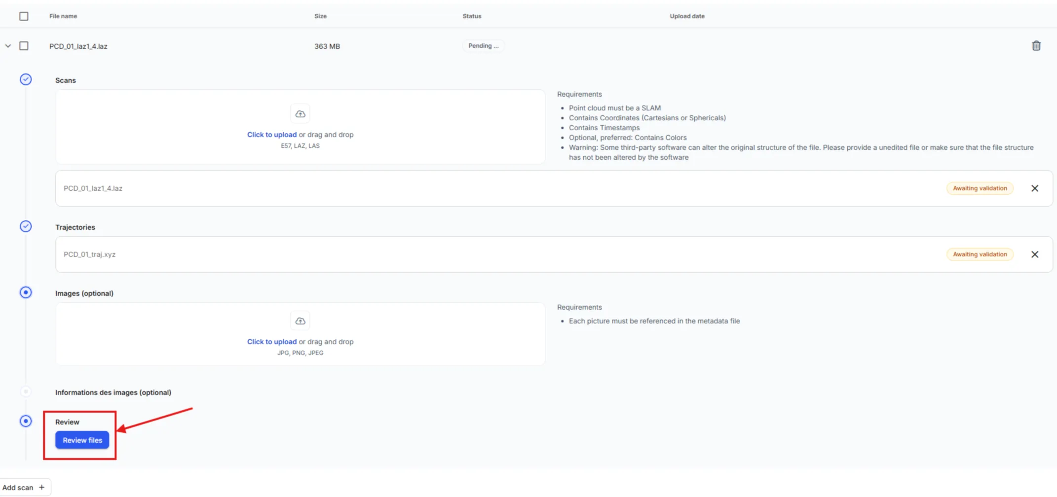RealityPlatform Reviewing files