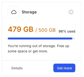 RealityPlatform storage usage details