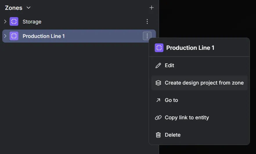 RealityTwin Creating a project from a zone