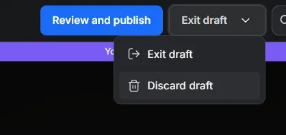RealityTwin Draft mode exit options