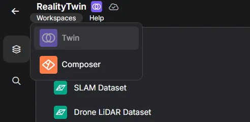 RealityTwin Switching between workspaces