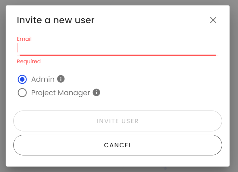 invite user form
