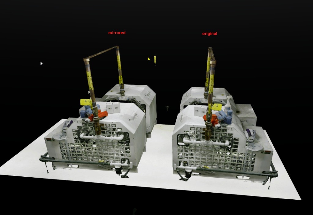 Comparison of a mirrored asset next to the original