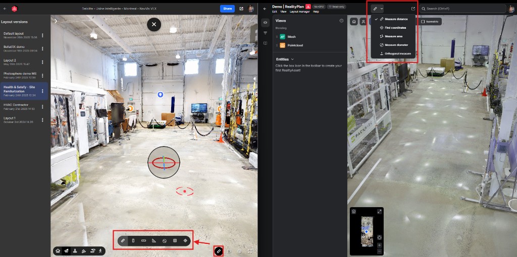 Measure tool placement in the new viewer